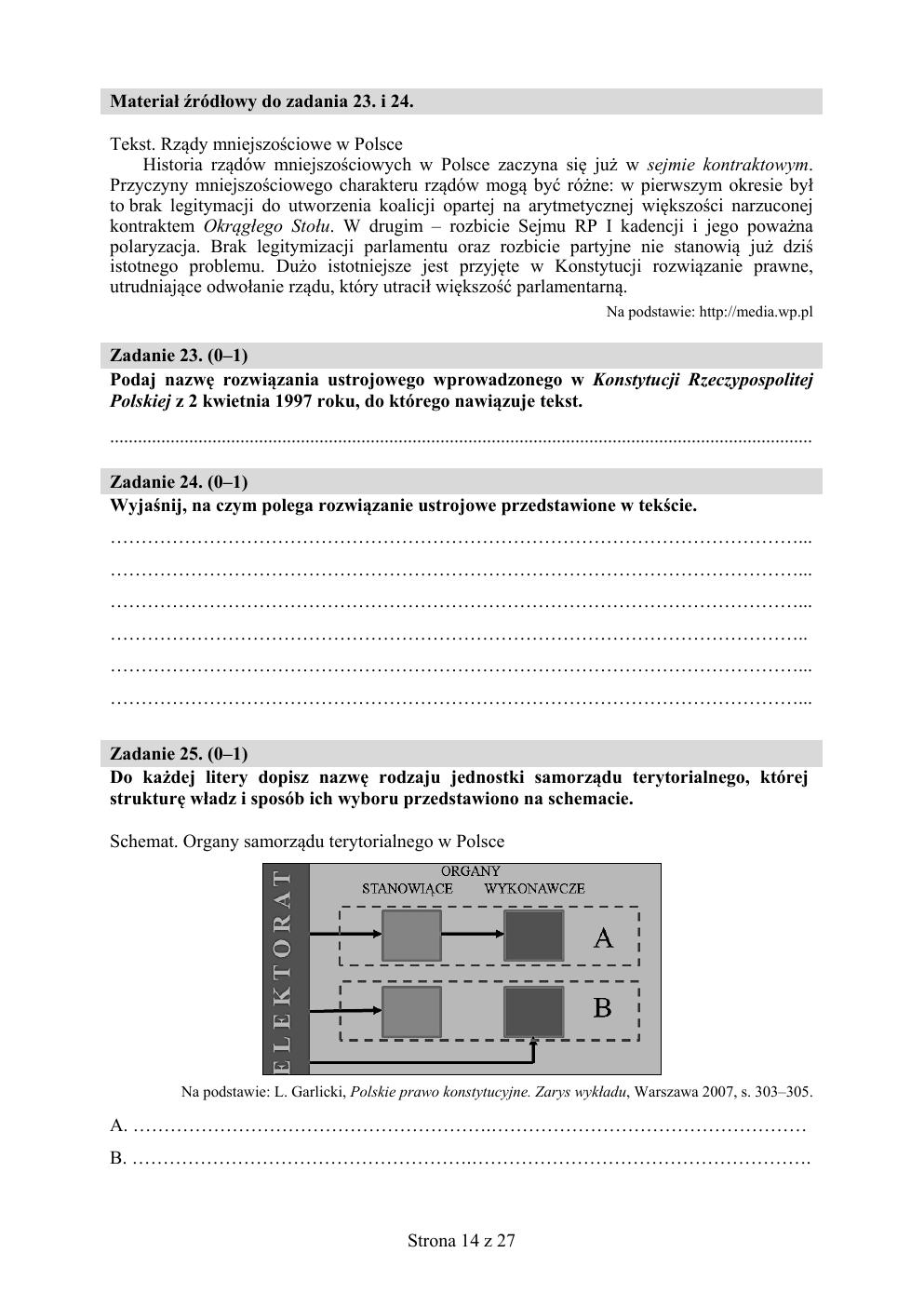 WOS rozszerzony - matura próbna 2015 - arkusz-14