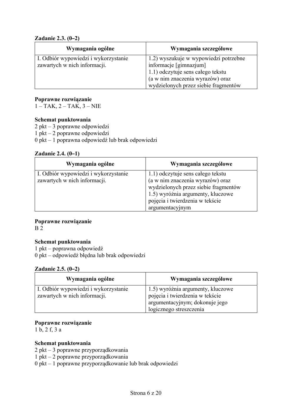 odpowiedzi - polski podstawowy - matura 2015 próbna-06