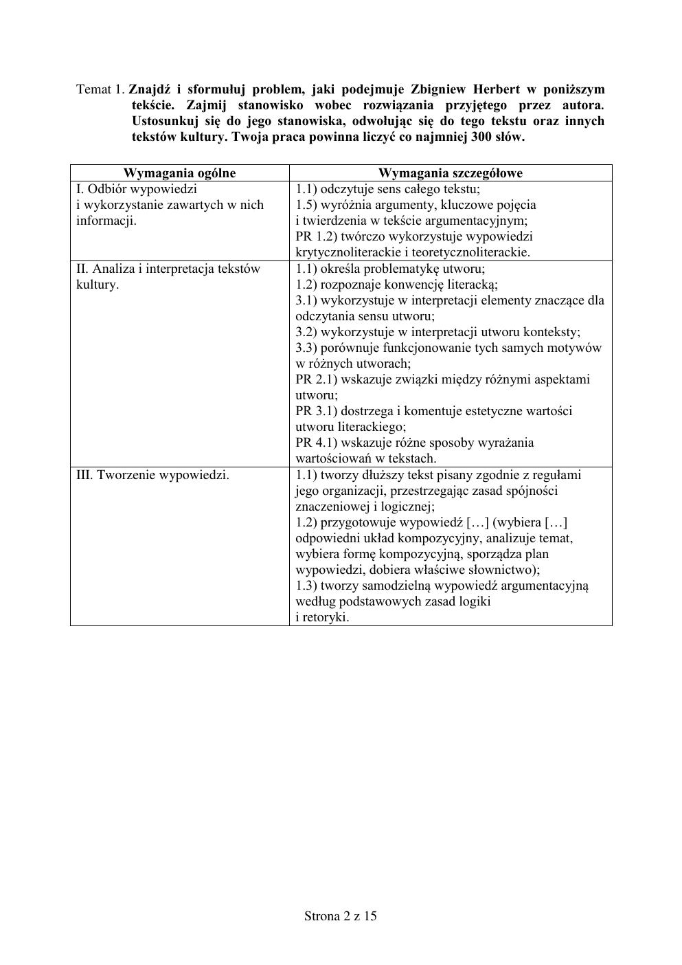 odpowiedzi - język polski rozszerzony - matura 2015 próbna-02