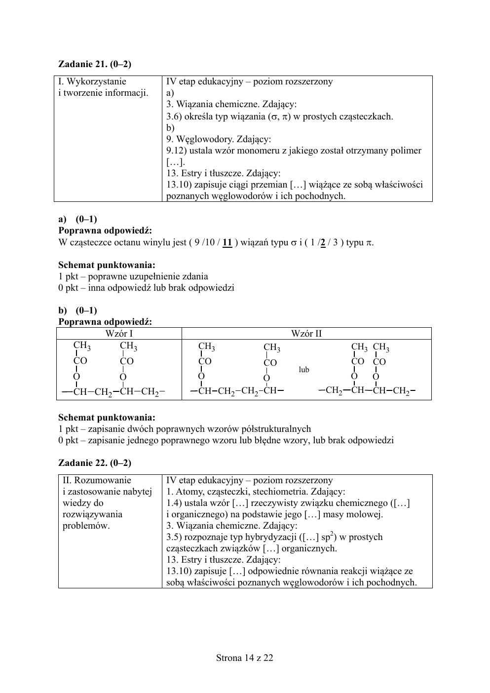 odpowiedzi - chemia rozszerzony - matura 2015 próbna-14