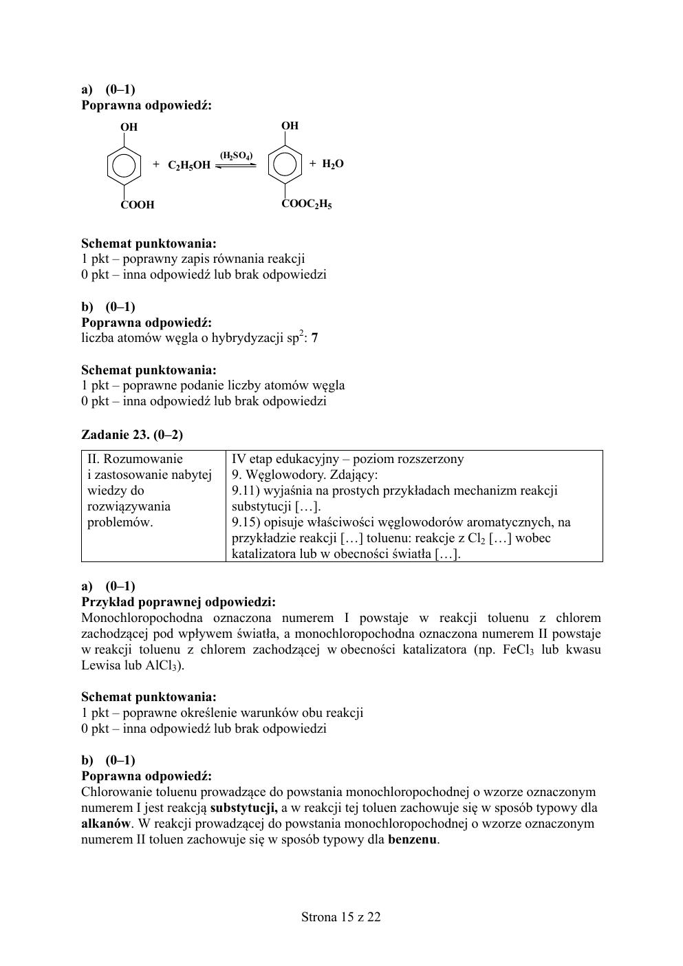 odpowiedzi - chemia rozszerzony - matura 2015 próbna-15