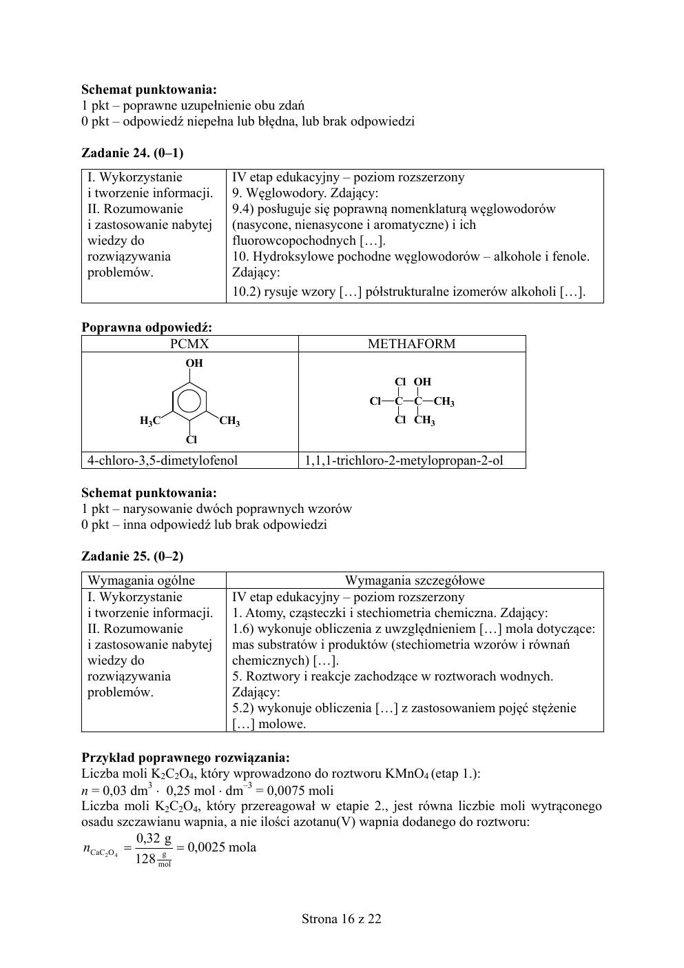 odpowiedzi - chemia rozszerzony - matura 2015 próbna-16