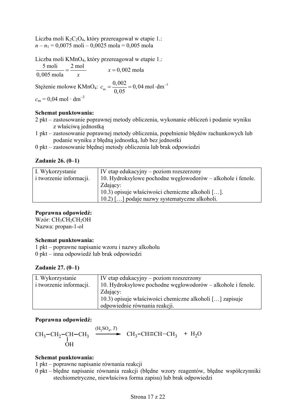 odpowiedzi - chemia rozszerzony - matura 2015 próbna-17