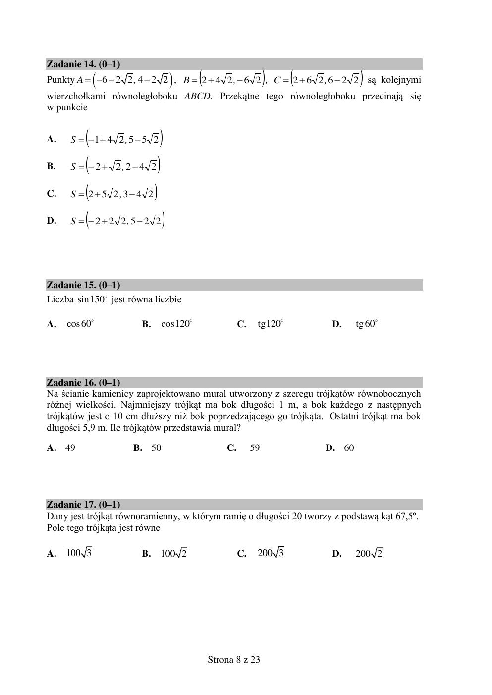 arkusz - matematyka podstawowy - matura 2015 próbna-08