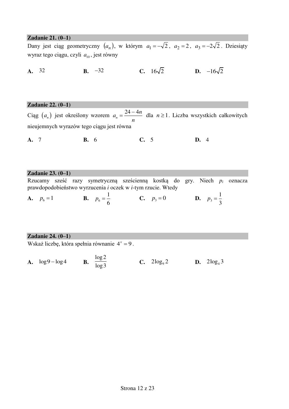 arkusz - matematyka podstawowy - matura 2015 próbna-12
