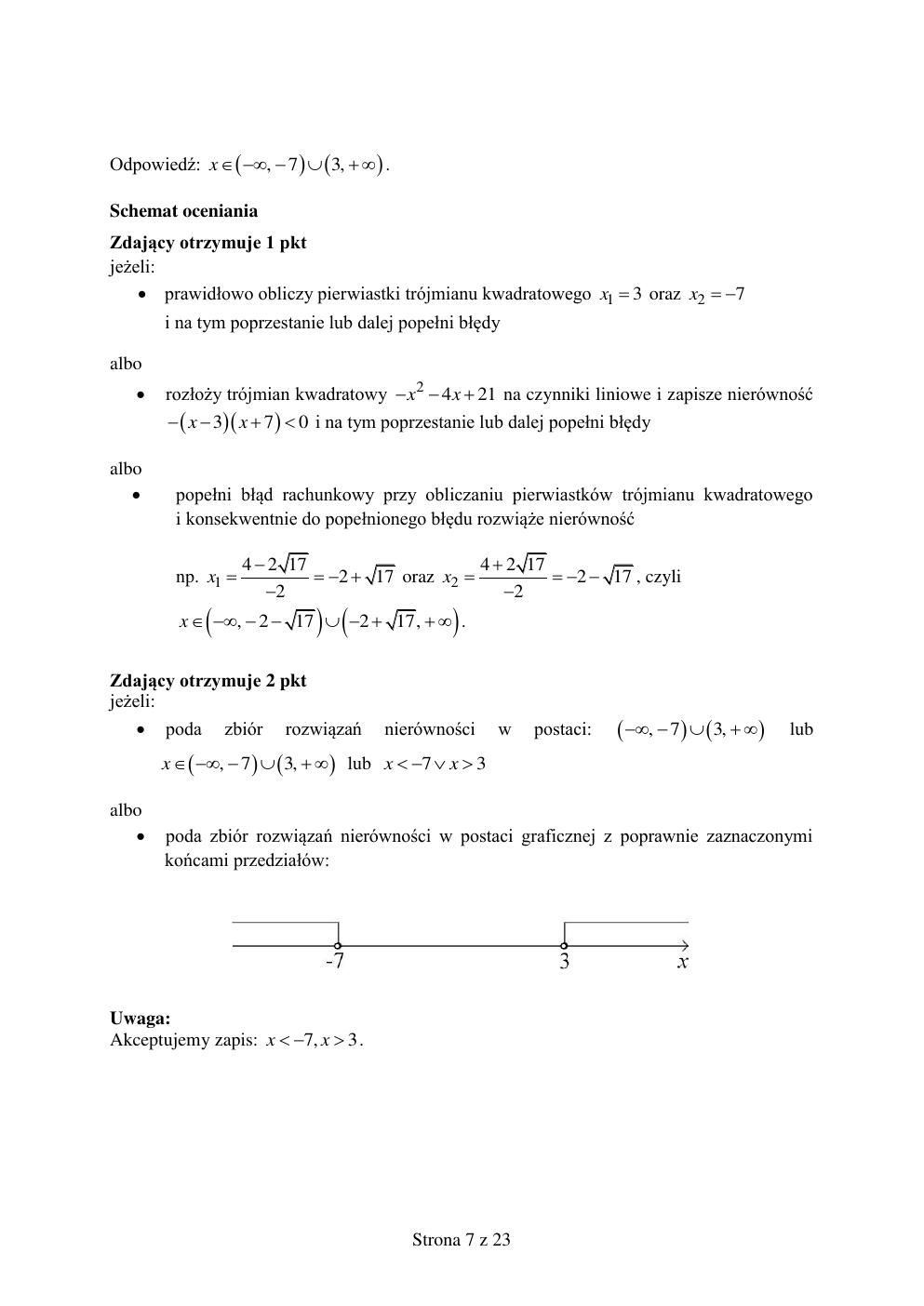 odpowiedzi - matematyka podstawowy - matura 2015 próbna-07