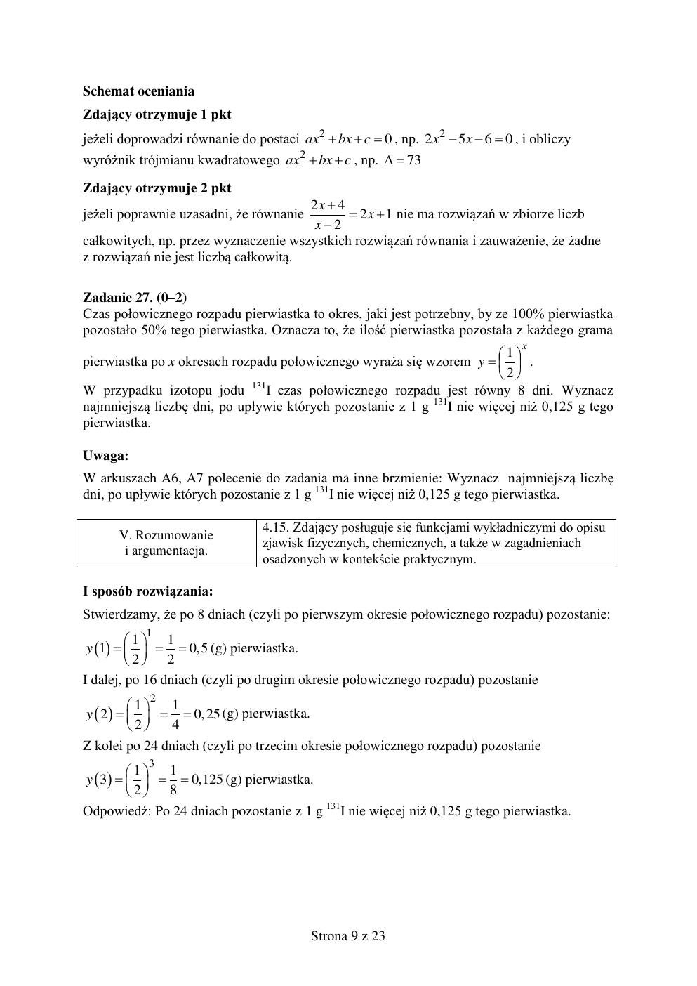 odpowiedzi - matematyka podstawowy - matura 2015 próbna-09