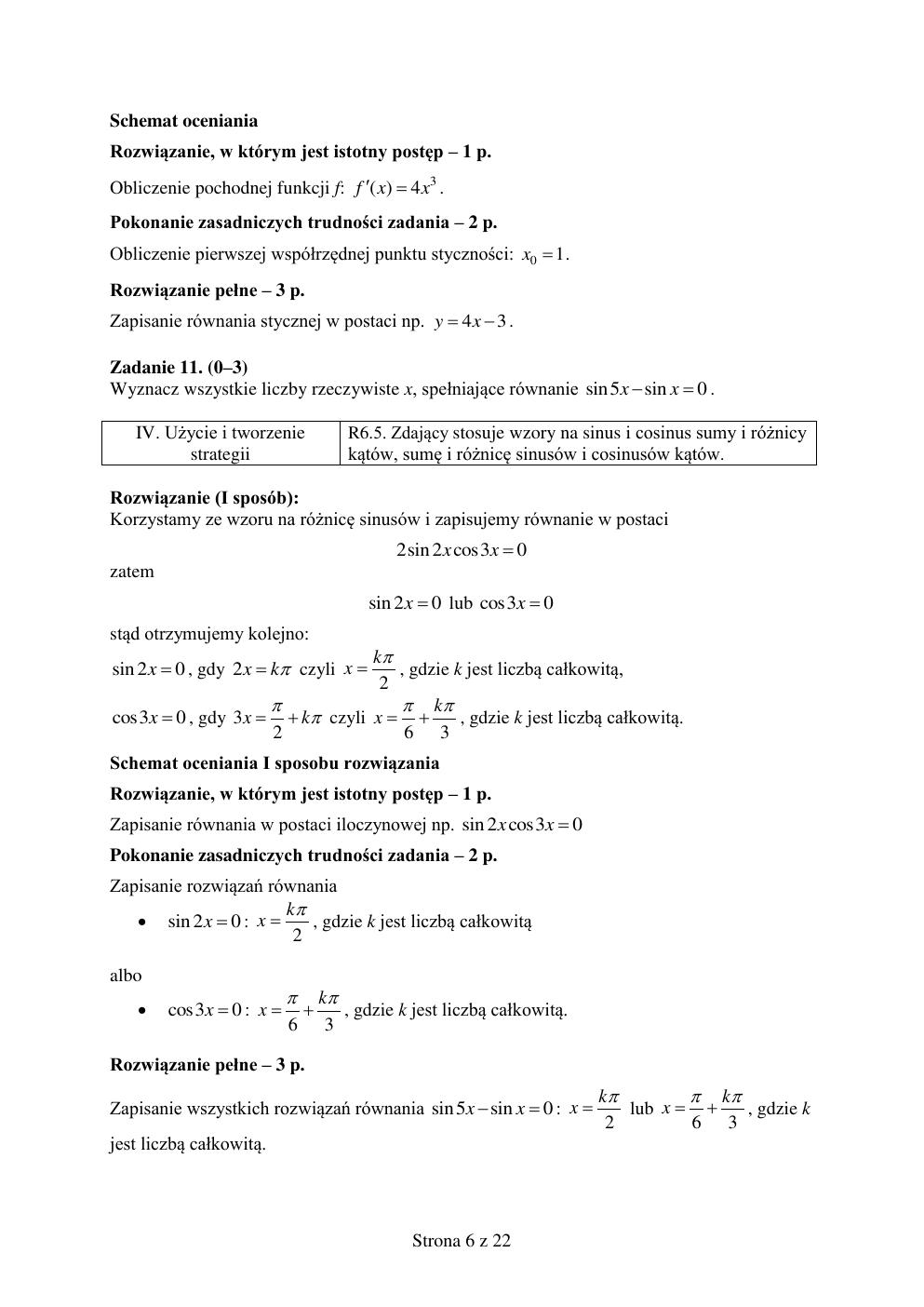 odpowiedzi - matematyka rozszerzony - matura 2015 próbna-06