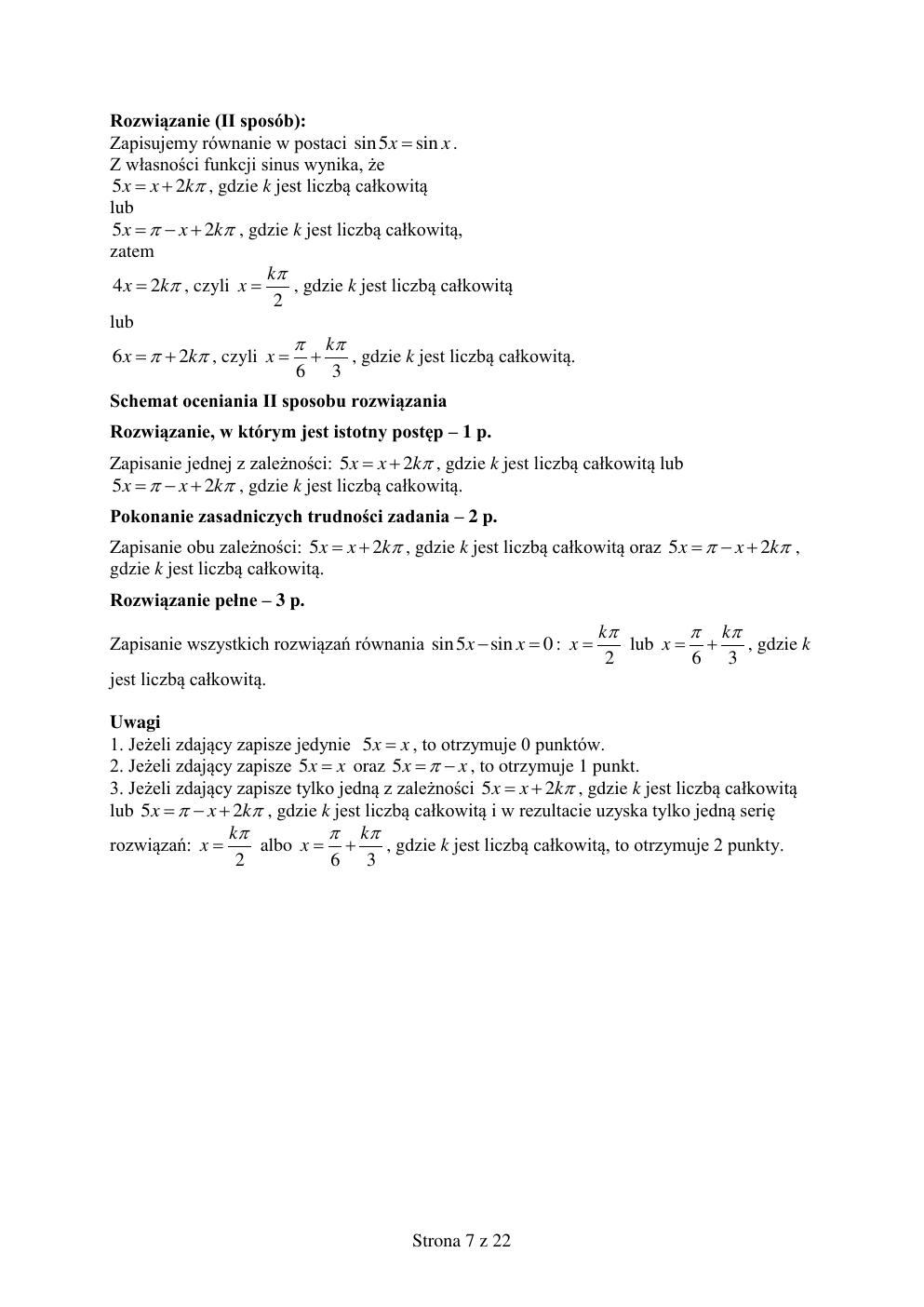 odpowiedzi - matematyka rozszerzony - matura 2015 próbna-07