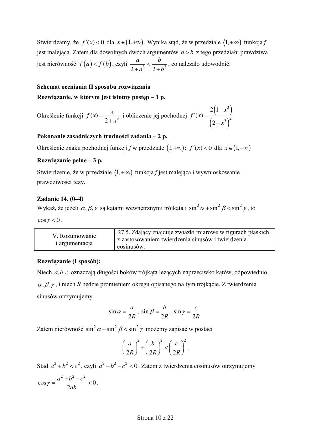 odpowiedzi - matematyka rozszerzony - matura 2015 próbna-10