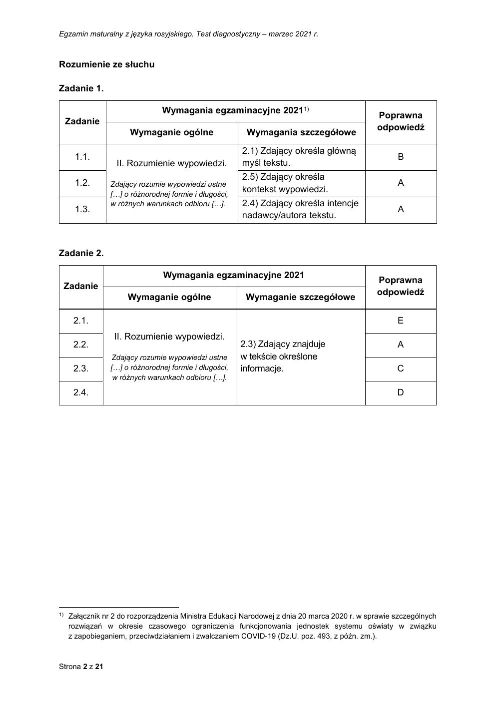 odpowiedzi - rosyjski rozszerzony - matura 2021 próbna-02