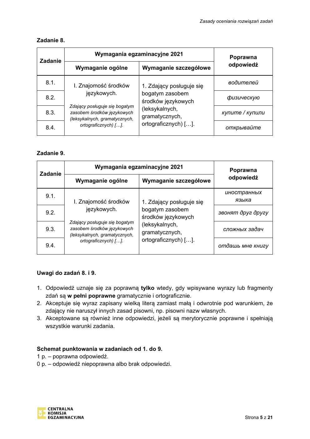 odpowiedzi - rosyjski rozszerzony - matura 2021 próbna-05