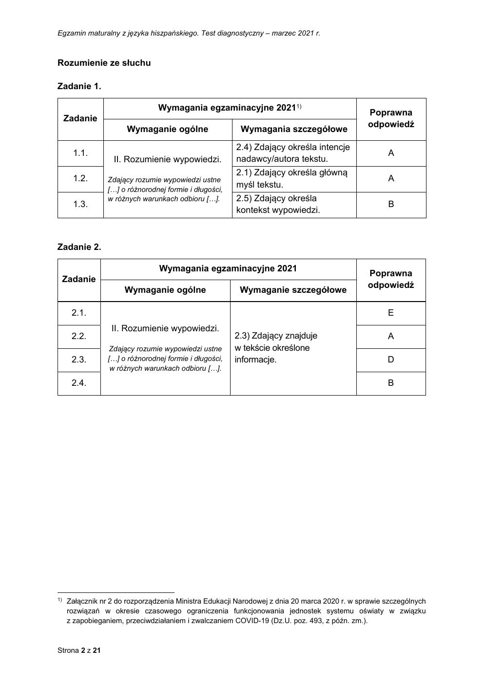 odpowiedzi - hiszpański rozszerzony - matura 2021 próbna-02