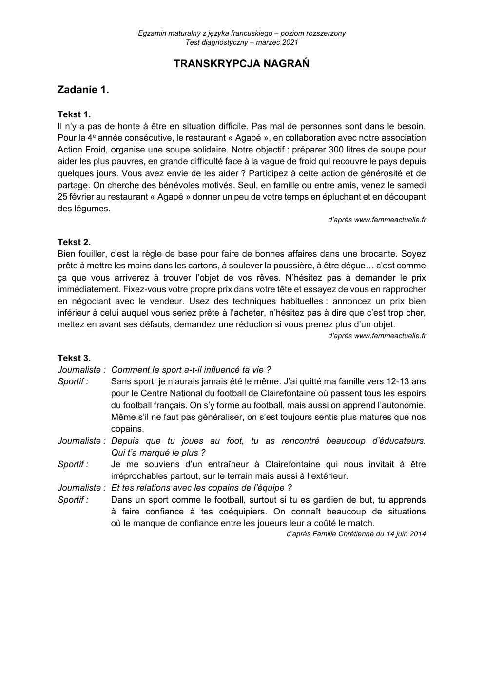 transkrypcja - francuski rozszerzony - matura 2021 próbna-1