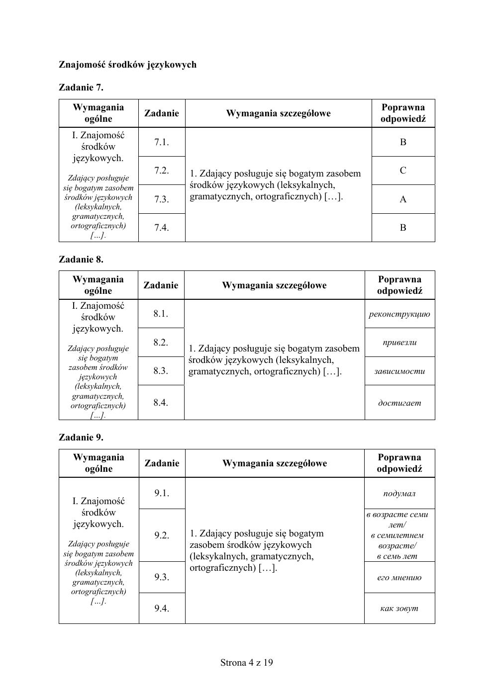 odpowiedzi - rosyjski rozszerzony - matura 2020 próbna-04