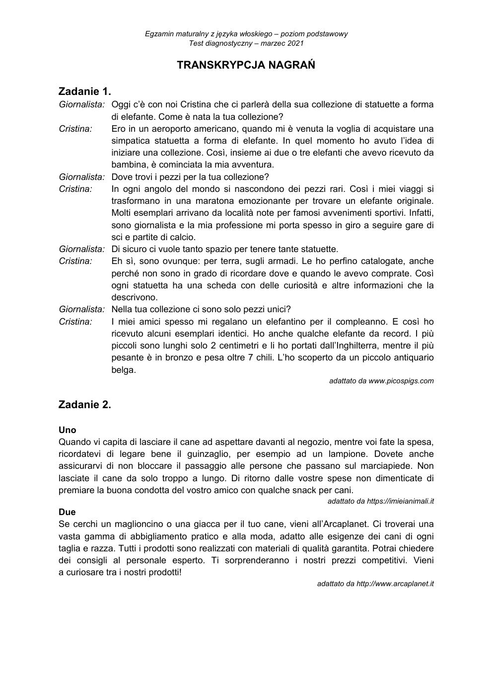 transkrypcja - włoski podstawowy - matura 2021 próbna-1