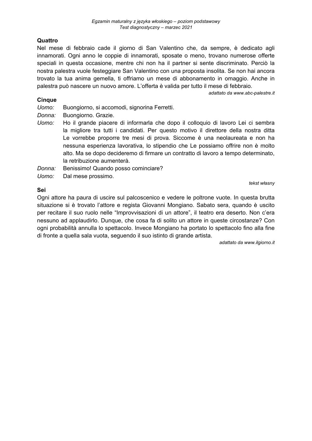 transkrypcja - włoski podstawowy - matura 2021 próbna-3