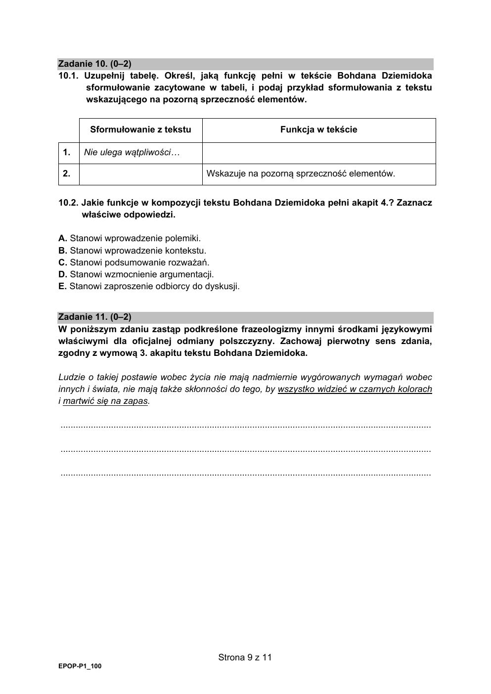 Arkusz 1 – test - język polski podstawowy - matura 2021 - maj-09