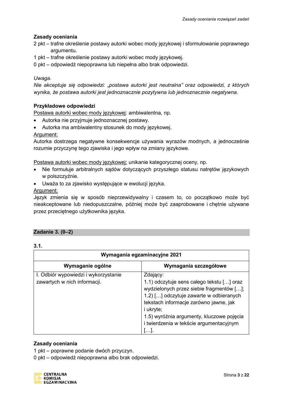 zasady oceniania - odpowiedzi - język polski podstawowy - matura 2021 - maj-03