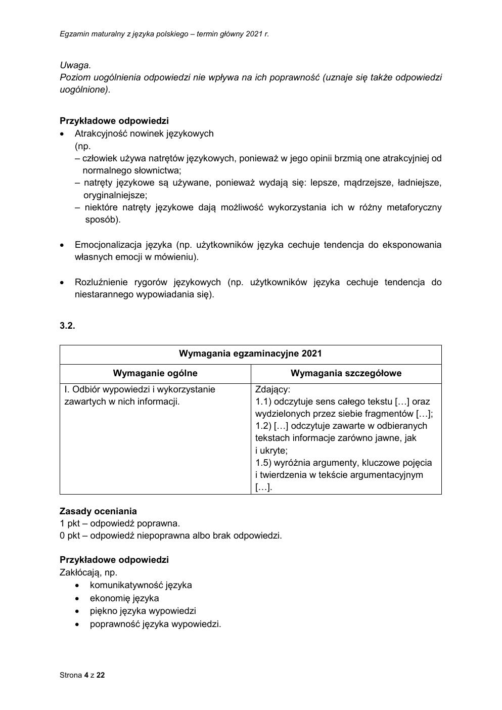 zasady oceniania - odpowiedzi - język polski podstawowy - matura 2021 - maj-04