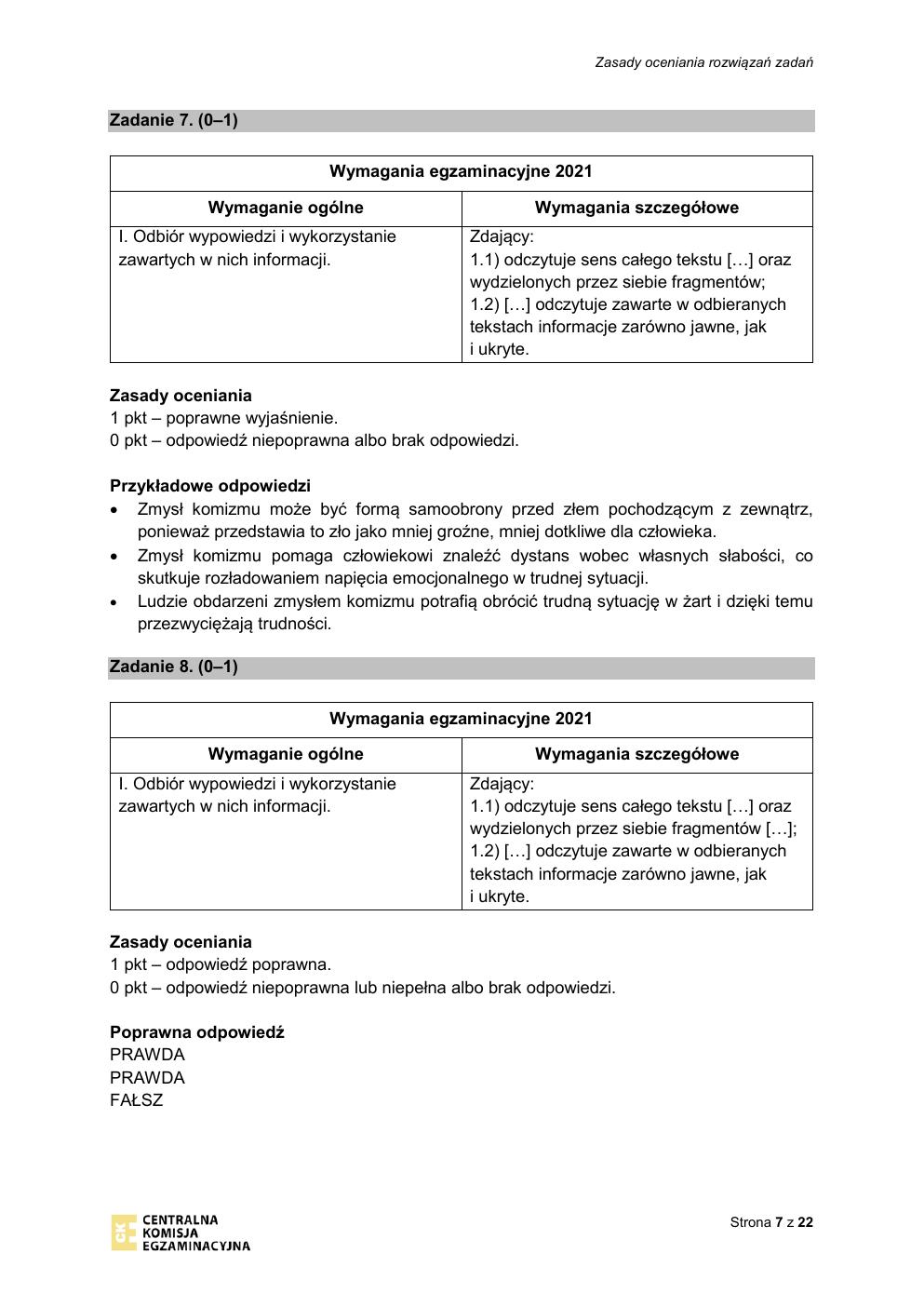 zasady oceniania - odpowiedzi - język polski podstawowy - matura 2021 - maj-07
