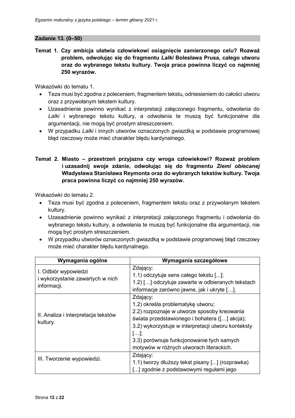 zasady oceniania - odpowiedzi - język polski podstawowy - matura 2021 - maj-12