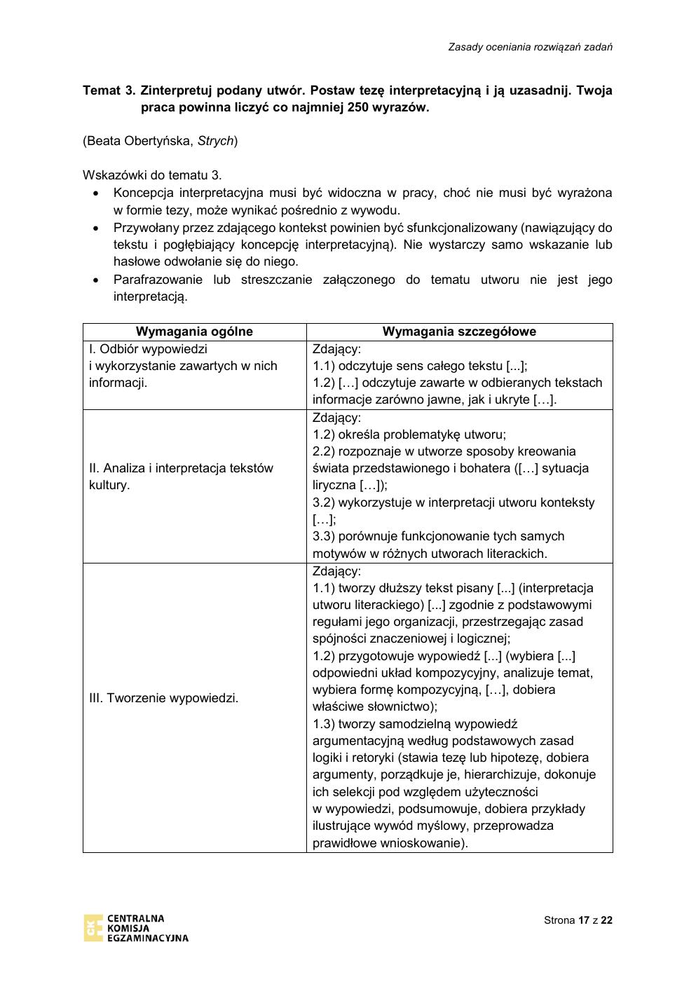 zasady oceniania - odpowiedzi - język polski podstawowy - matura 2021 - maj-17