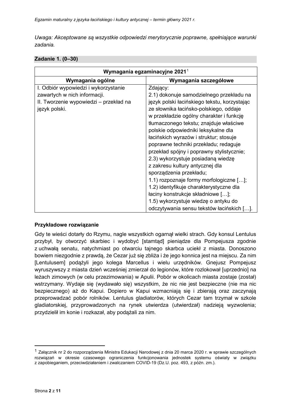 zasady oceniania - odpowiedzi - język łaciński i kultura antyczna rozszerzony - matura 2021 - maj-02