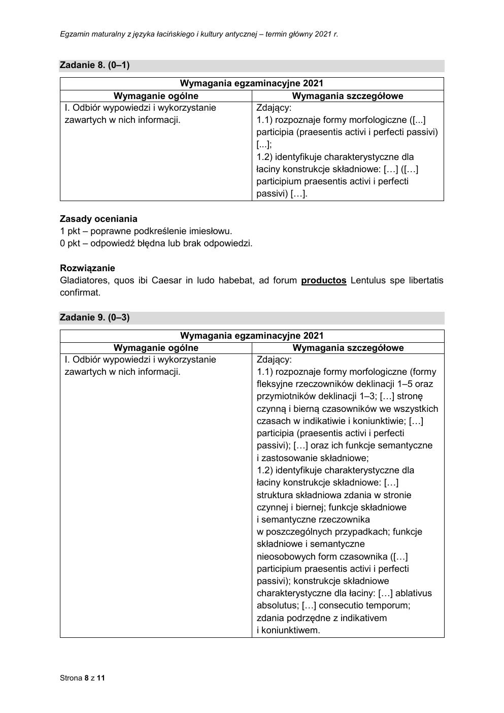zasady oceniania - odpowiedzi - język łaciński i kultura antyczna rozszerzony - matura 2021 - maj-08