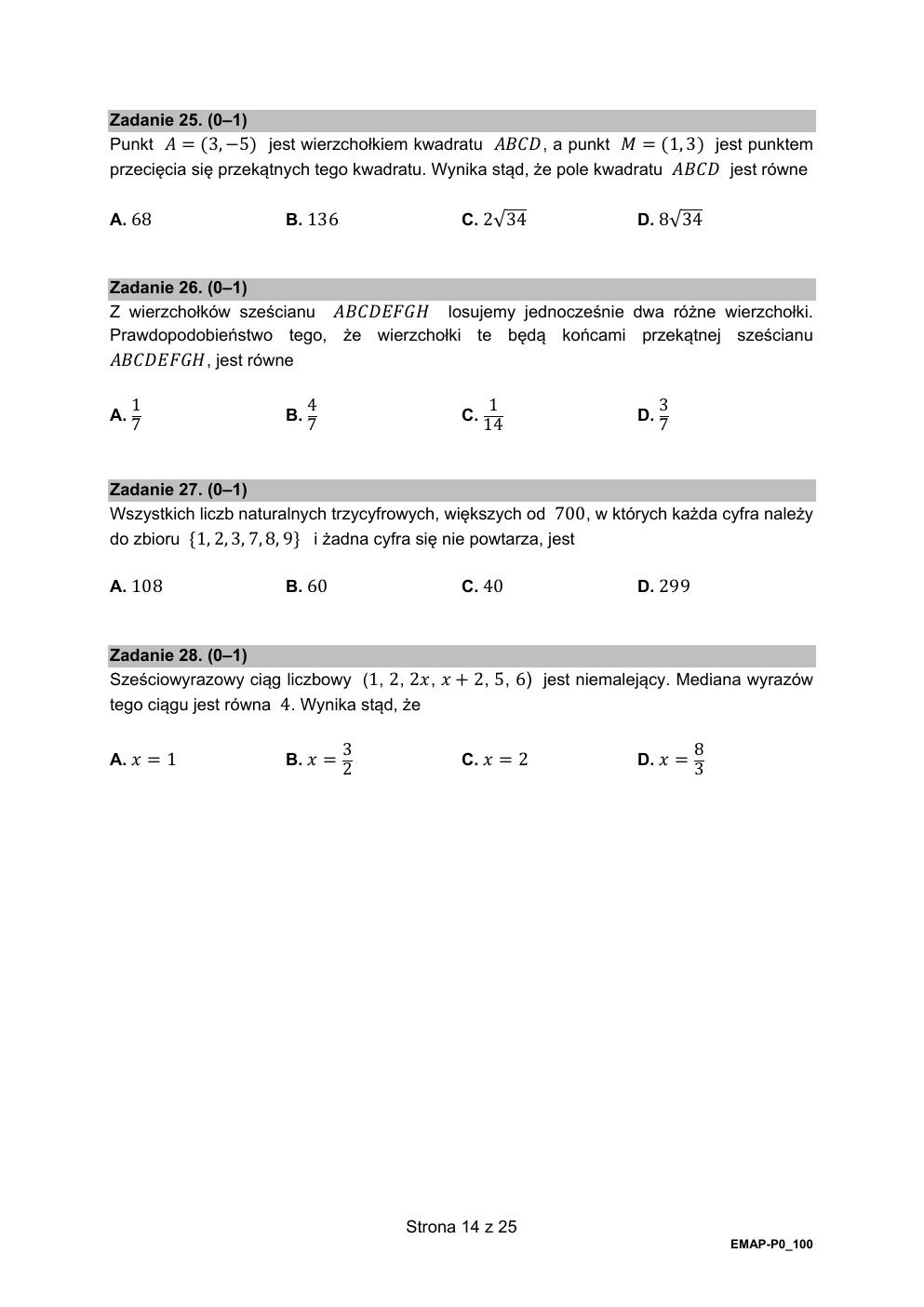 arkusz - matematyka podstawowy - matura 2021 - maj-14