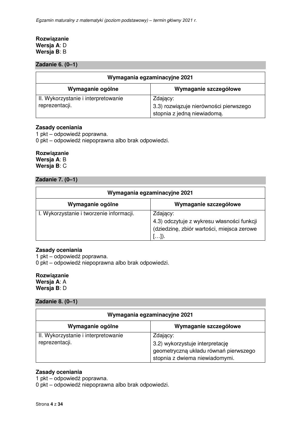 odpowiedzi - matematyka podstawowy - matura 2021 - maj-04