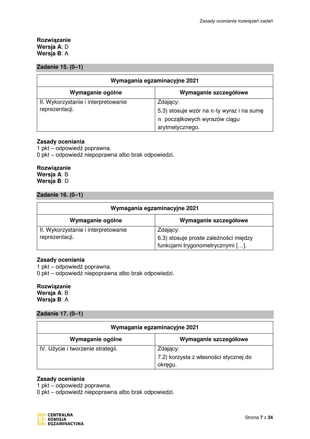 odpowiedzi - matematyka podstawowy - matura 2021 - maj-07