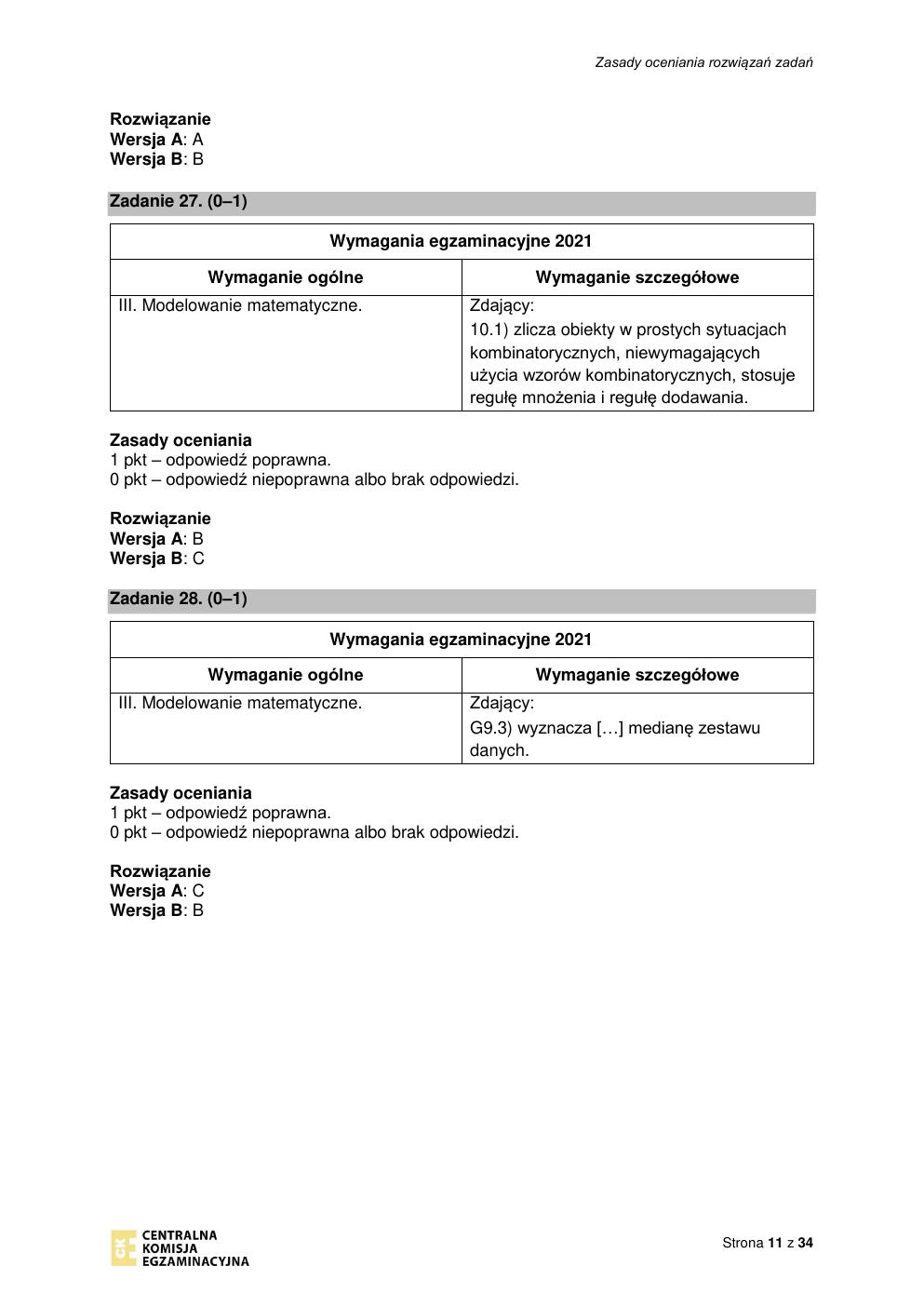 odpowiedzi - matematyka podstawowy - matura 2021 - maj-11