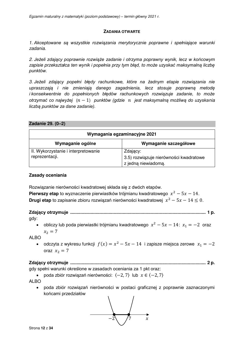 odpowiedzi - matematyka podstawowy - matura 2021 - maj-12