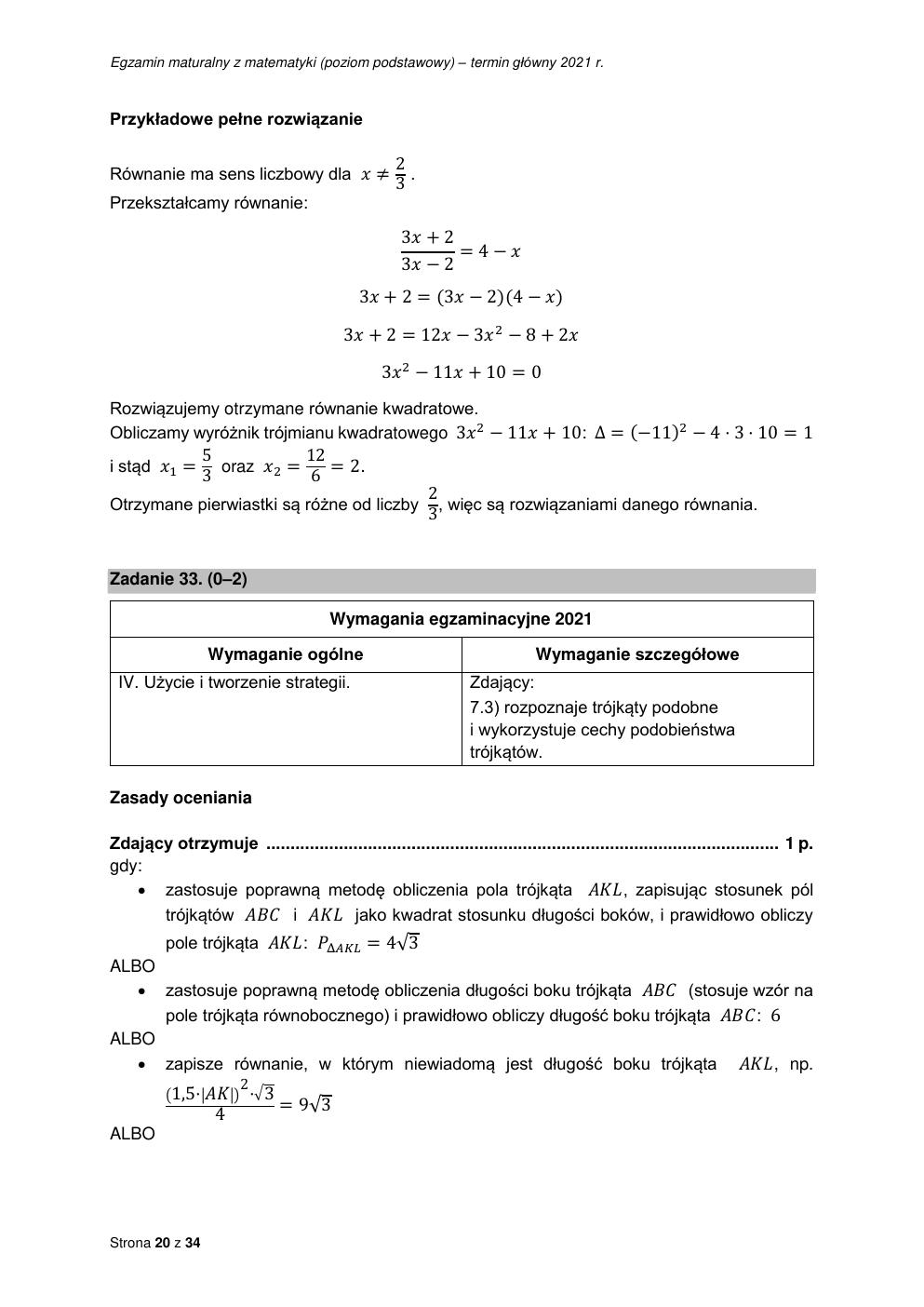 odpowiedzi - matematyka podstawowy - matura 2021 - maj-20