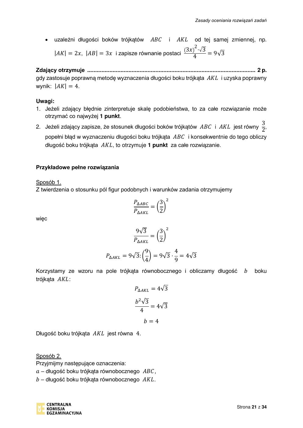 odpowiedzi - matematyka podstawowy - matura 2021 - maj-21