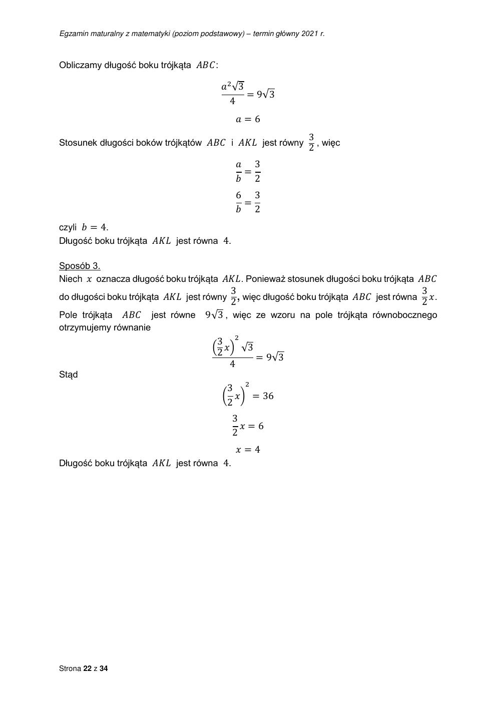 odpowiedzi - matematyka podstawowy - matura 2021 - maj-22