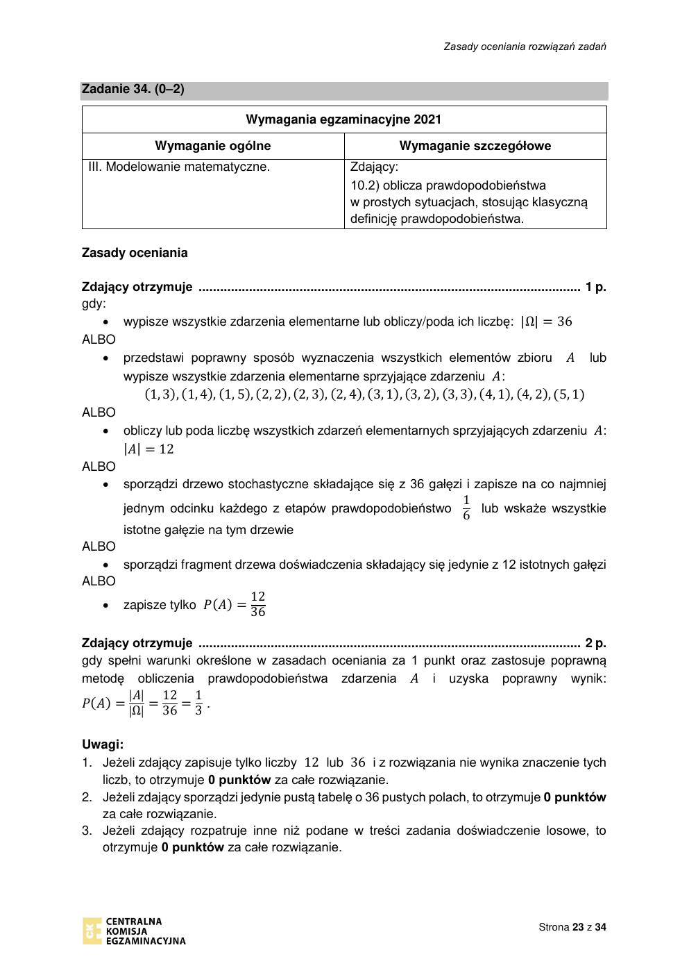 odpowiedzi - matematyka podstawowy - matura 2021 - maj-23