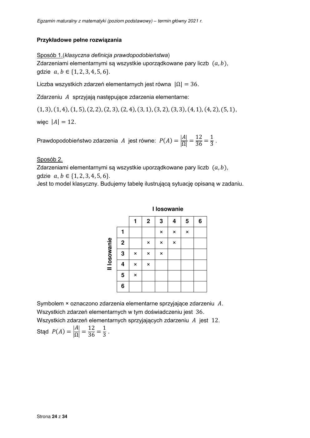 odpowiedzi - matematyka podstawowy - matura 2021 - maj-24