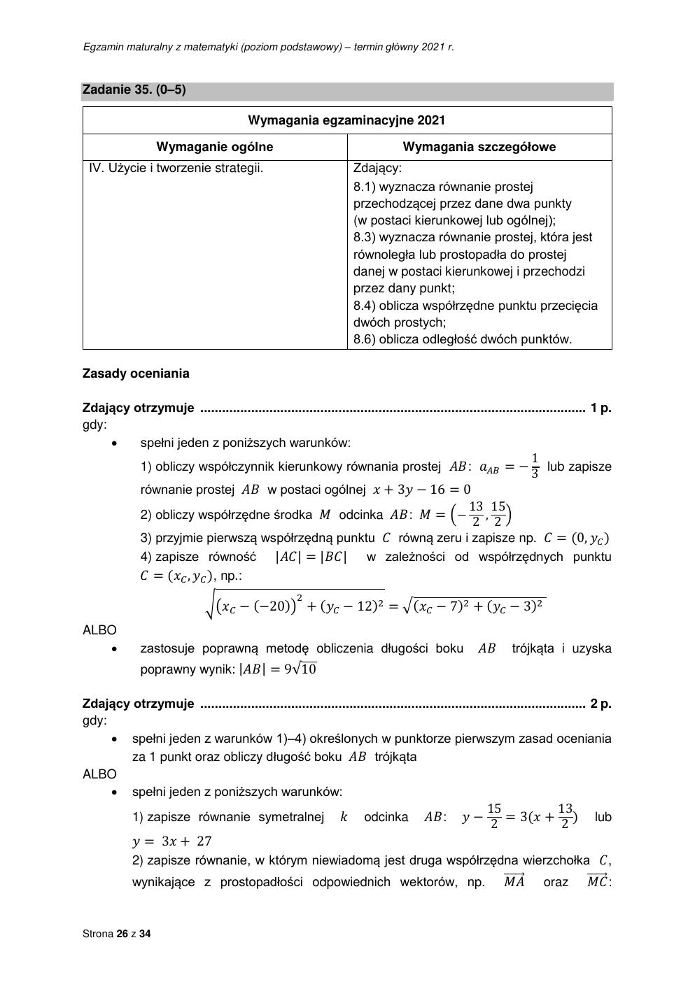 odpowiedzi - matematyka podstawowy - matura 2021 - maj-26