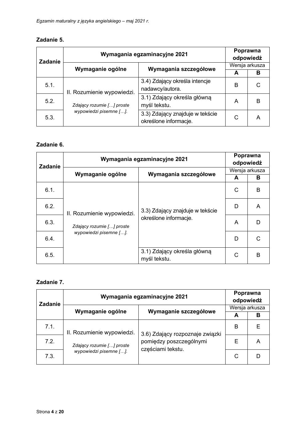 odpowiedzi - język angielski podstawowy - matura 2021 - maj-04