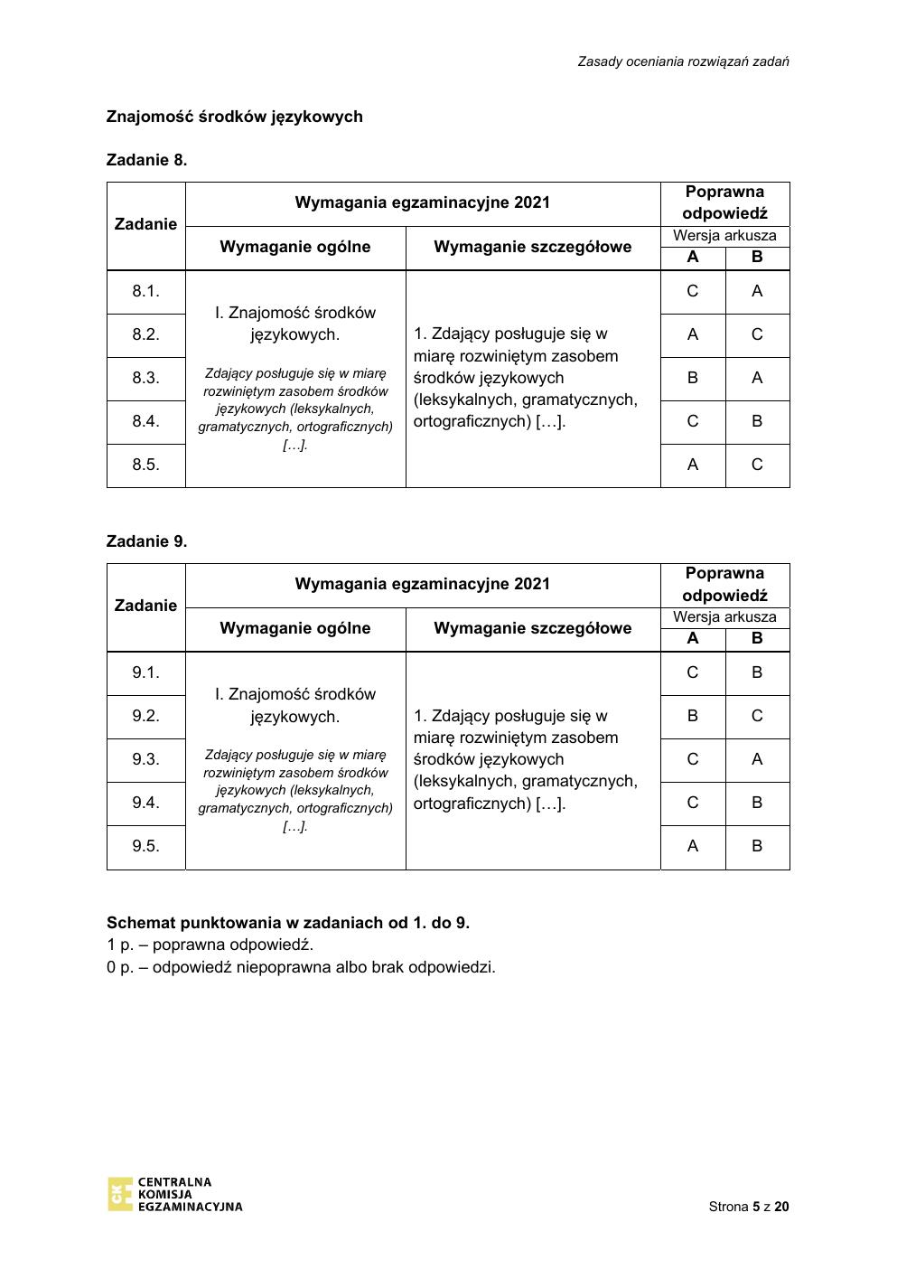 odpowiedzi - język angielski podstawowy - matura 2021 - maj-05