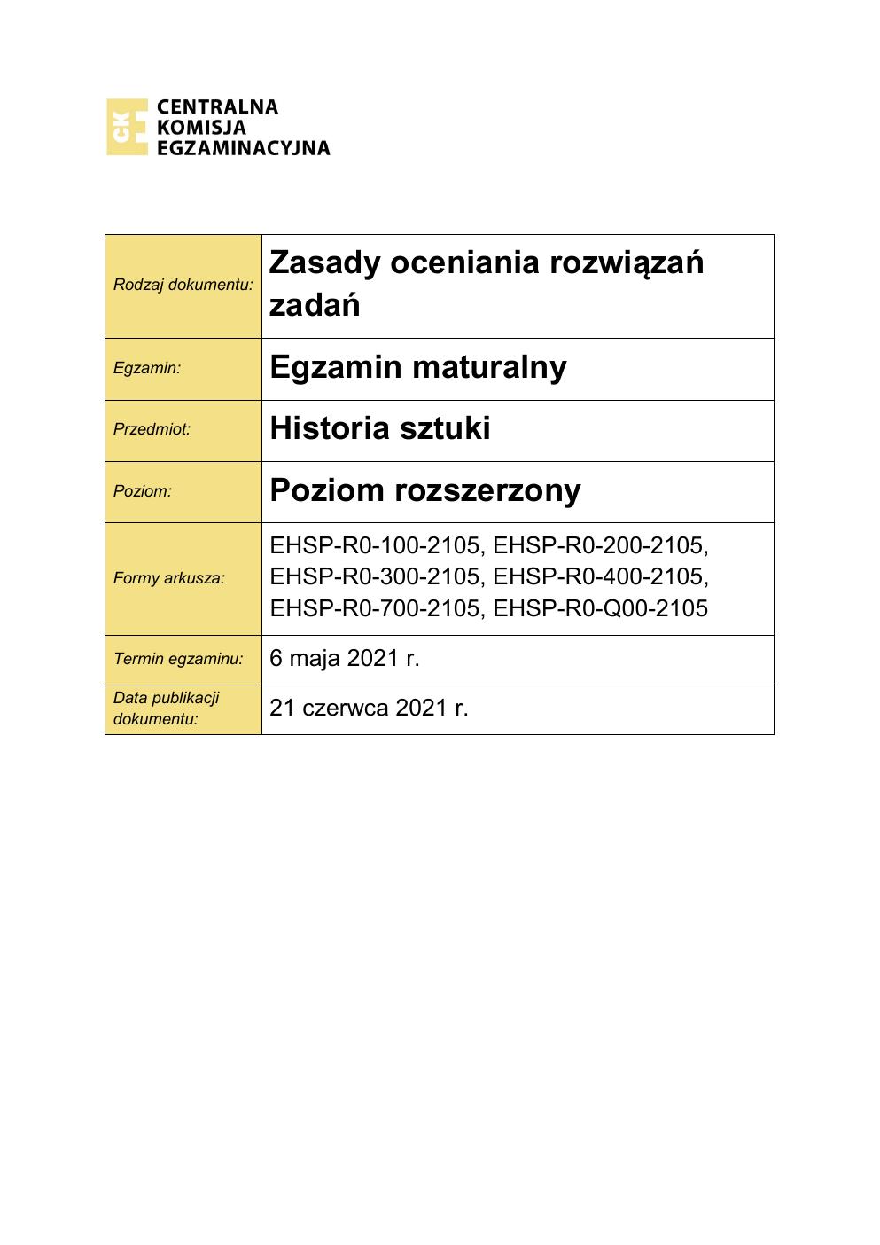 odpowiedzi - historia sztuki rozszerzony - matura 2021 - maj-01