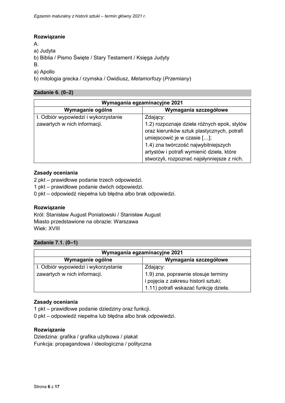 odpowiedzi - historia sztuki rozszerzony - matura 2021 - maj-06