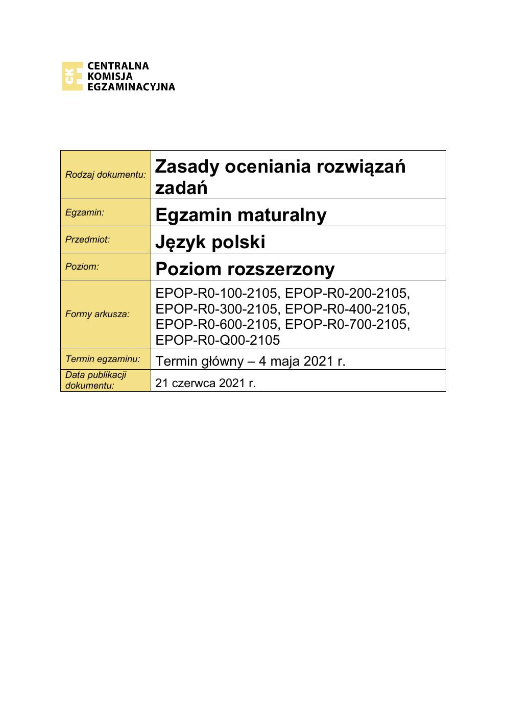 odpowiedzi - język polski rozszerzony - matura 2021 - maj-01