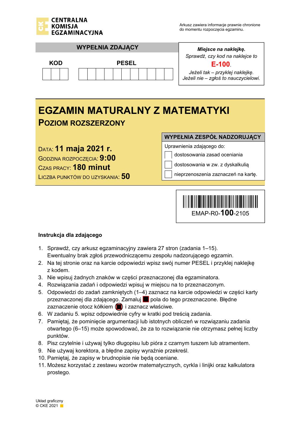 arkusz - matematyka rozszerzony - matura 2021 - maj-01