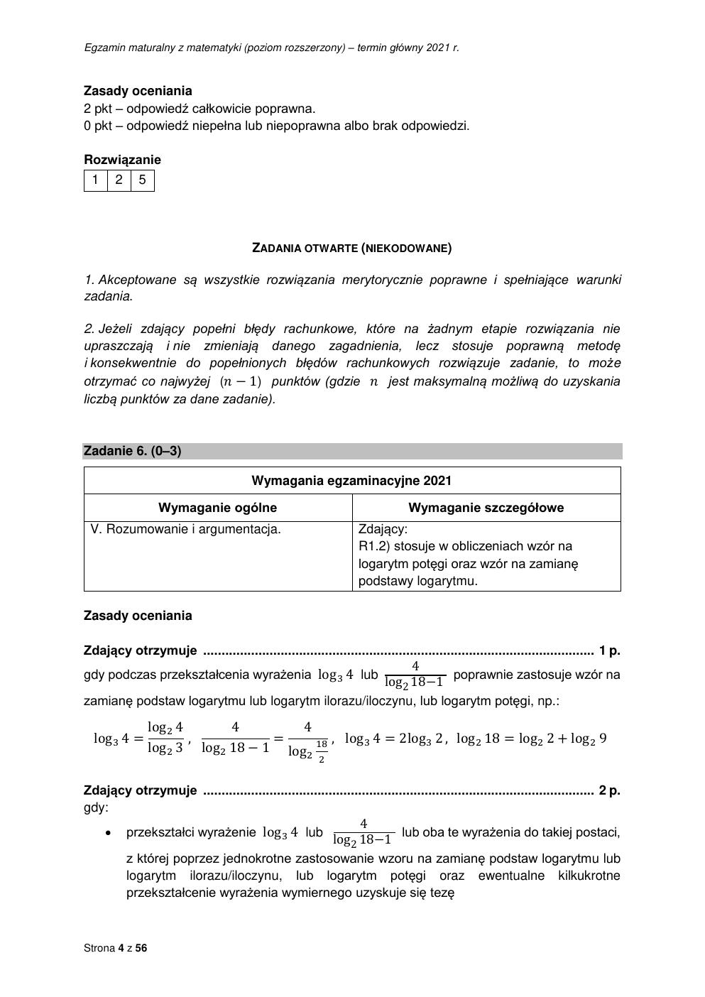 odpowiedzi - matematyka rozszerzony - matura 2021 - maj-04