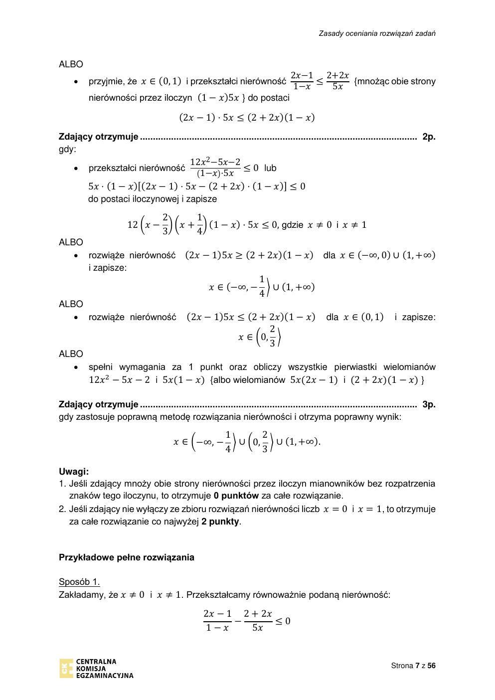 odpowiedzi - matematyka rozszerzony - matura 2021 - maj-07