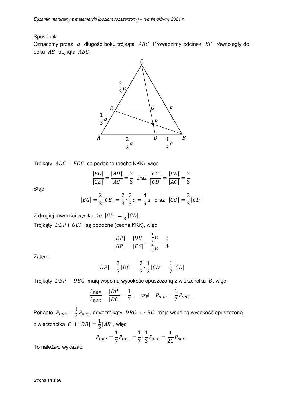 odpowiedzi - matematyka rozszerzony - matura 2021 - maj-14