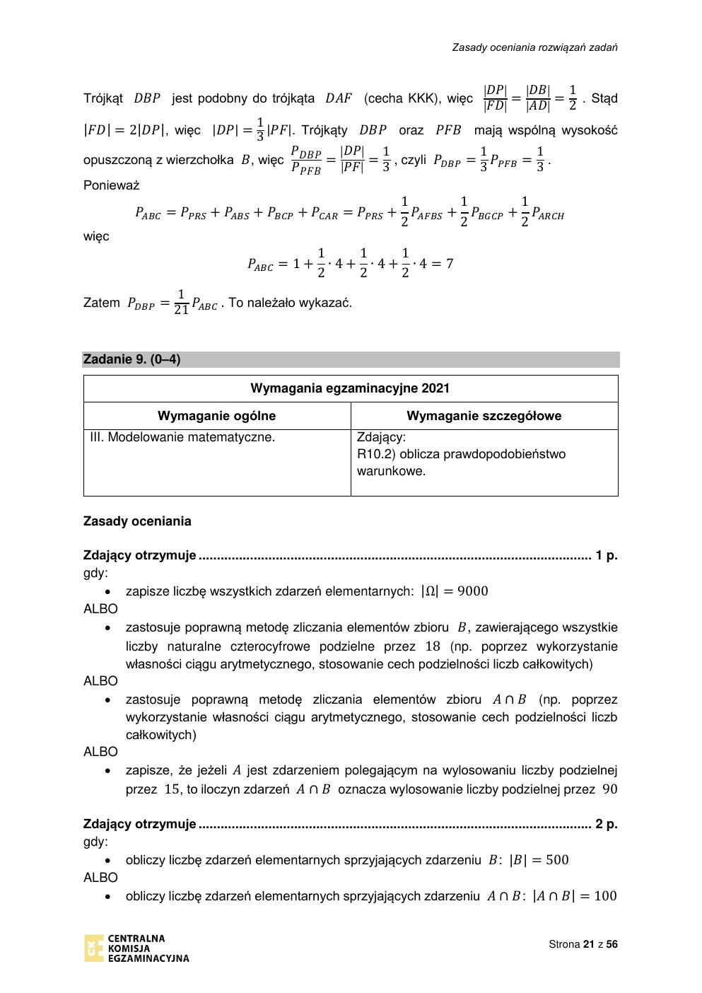 odpowiedzi - matematyka rozszerzony - matura 2021 - maj-21